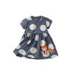 Malwee Girls' Dress Summer New Style Round Neck Short Sleeve Cute Girl Dress European and American Style Children's Princess Dress