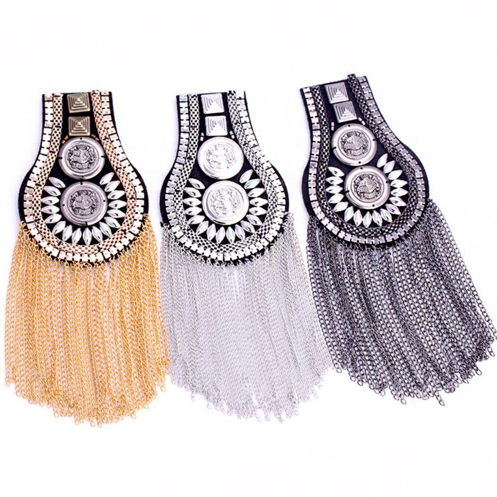 Pin Tassel Chain Epaulettes Zinc Zinc Alloy Tassel Epaulet Clothing Accessories Jacket Vintage Brooch  Men