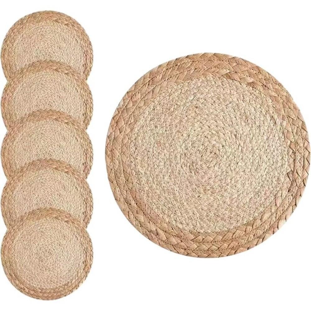 18-38cm Braided Placemat Hand Woven Hot Pad Plate Charger Round Coaster Cup Mat  Dining Table