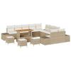 Ensemble de canapés de jardin de 14 pièces avec coussins beige poly rattan acacia, Canapé de jardin 2 places avec coussins 3362851
