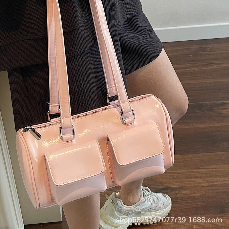 2025 New Niche Design Retro Handbag Bag Korean Version Fashion Ins Double Pocket Large Capacity Underarm Shoulder Bag
