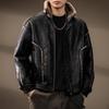 Men's Retro Leather & Fur Cotton Jacket - Warm, Casual, Loose-Fit Winter Outerwear