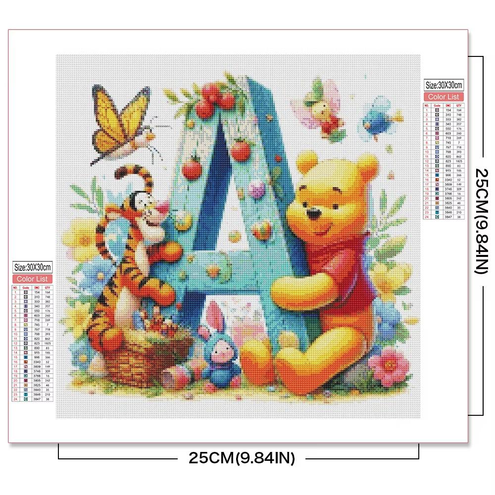 Full Drill Diamond Mosaic Winnie Pooh DIY Cartoon Painting Piglet Cross Stitch Tigger 26 Letters Embroidery Home Decor