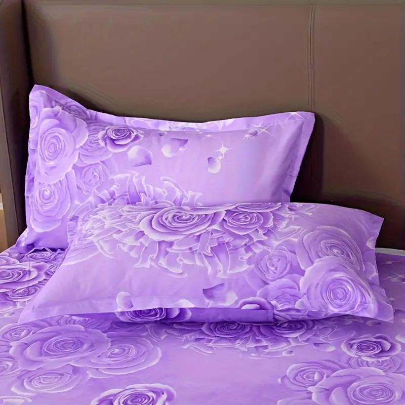 3PC Printed Bed Skirt Set 1Bed Skirt+2Pillowcases Floral Lace Bed Skirt Breathable Soft Bed Cover Bedding Set 360 ° Anti Slip Mattress Protector Cover
