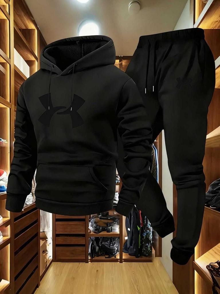 2025 Trendy Men's Warm Hooded Sweatshirt Set for Autumn/Winter
