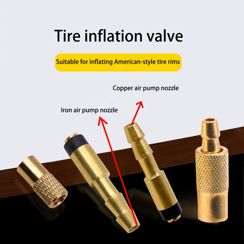 Anti Leakage Barbed Copper Tire Valves Connector Adapter with Sealed Rings for Vehicle Motorcycle Bike Tire Inflation