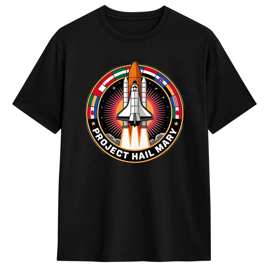 Project Hail Mary Raumfahrt Mission Logo T-Shirt Für Unisex Reine Baumwolle Vintage Rundhals Kurzarm Oversized Lässig Tägliche Oberteile