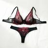 Sexy Lingerie Bra, Women's Suits, See-Through Bra, The Allure of Valentine's Night, Black Red Bra and Underwear Set ZA825161