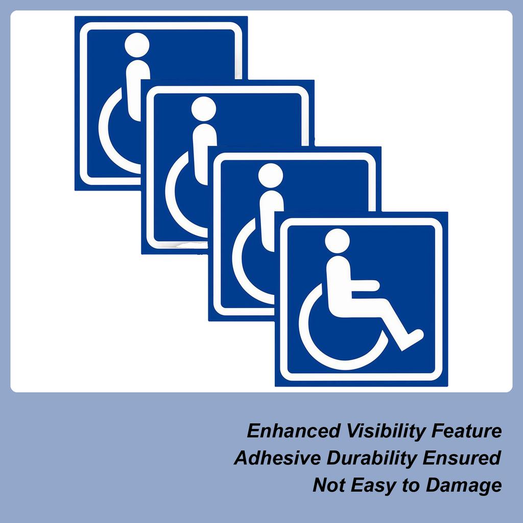 Handicap Sign For Car 4 Pieces Waterproof Self-Adhesive Car Accessories Handicap Stickers Decals For Bus Parking Restaurant