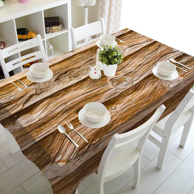 Wooden Texture Printing Rectangular Tablecloths For Table Wedding Decoration Waterproof Coffee Table Cover Anti -Stain Tablecloth