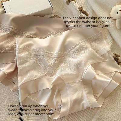 Big Size Ladies Summer Lace High Waist No Mark Breathable No Clip No Tight Briefs
