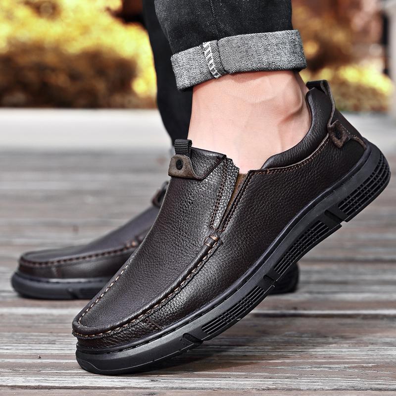 Męskie buty codzienne z prawdziwej skóry, buty biznesowe, mokasyny
