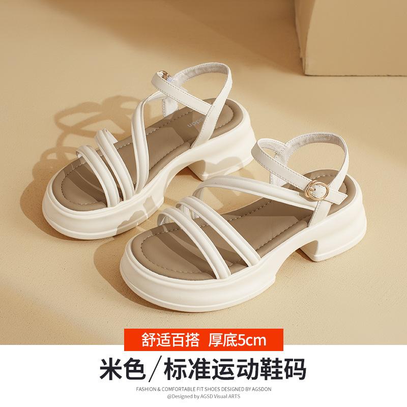 Augustine Sandals Women's Outer Wear 2025 New Summer Platform Roman Fairy Wind Thick Heel Beach Cool Slippers