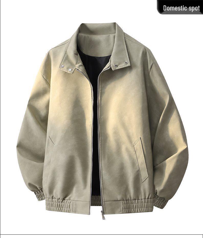Men s Lapel Mountaineering Windbreaker with Two-Way Zipper XL зелёный
