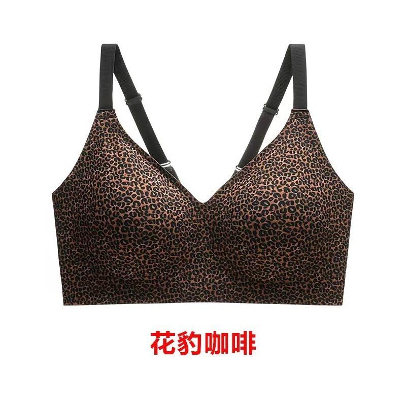 Plus Size Leopard Print Wireless Push Up Comfortable Bra