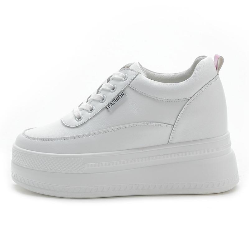 Trend autumn new muffin breathable inner height increase women's shoes mesh white shoes casual sports shoes