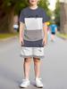 2026 Sommer Lässige Jungen T-Shirts Sets Rundhals Paris Buchstabe 3D Gedruckte Shorts Sport Zweiteiliges Anzug Outdoor Kinderkleidung