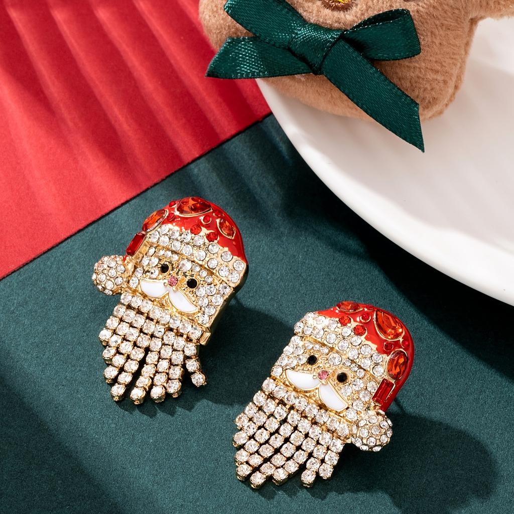 Charming Santa Claus Stud Earrings for Women Adorned Pearls Rhinestone Different Styles Festive Party Jewelry Xmas Gifts