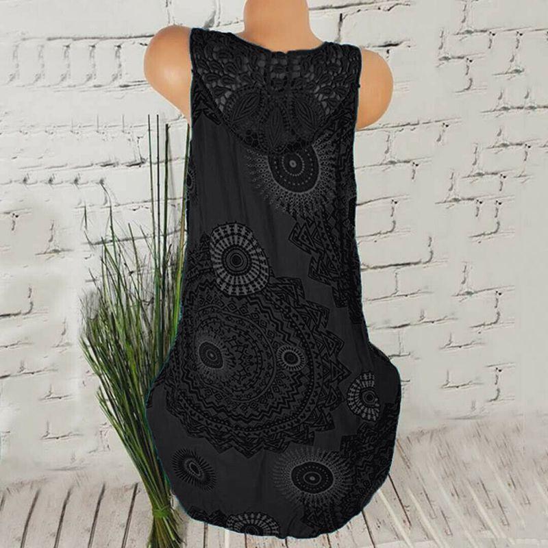 Women's Boho Sundress Midi Length Summer Evening Cocktail Party Beach Dress Size S To 5xl With Elegant Lace Hollow Design