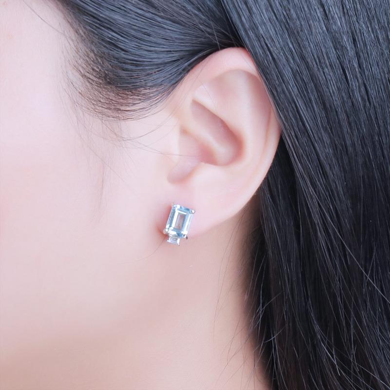 Gica Gema Jewelry S925 Sterling Silver Square Geometry STemperament Stud Earrings For Women Fine High Grade Jewelry Gift To Valentine's
