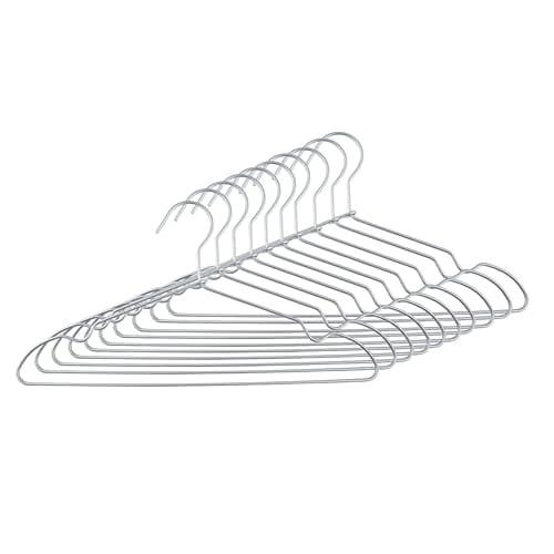 Sekiden Aluminum Hangers (10-Pack) (Silver, Matte) Lightweight Closet Storage 41cm Wide x 21cm High