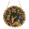 Handgefertigter festlicher Heimdekorations-Weihnachts-Diamantmalerei-Kranz-Bausatz mit LED-Lichterkette, Schneemann-Perlenkunst beleuchtete Türdekoration für Erwachsene,