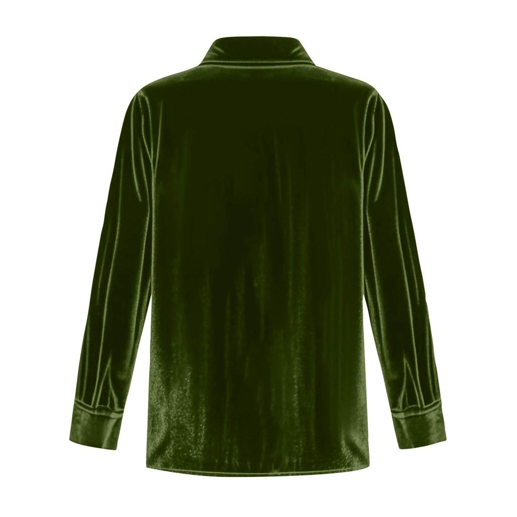 Damers Moderiktiga Lediga Långärmade Kragförsedda Sammet Med Fickor