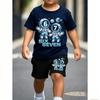 Kinder 67 Astronaut Spaß Aufdruck 11 Farben Kinder T-Shirt und Shorts 2-teiliges Set Sommer Haus Draußen Freizeit Outfit Jungen und Mädchen Sportset