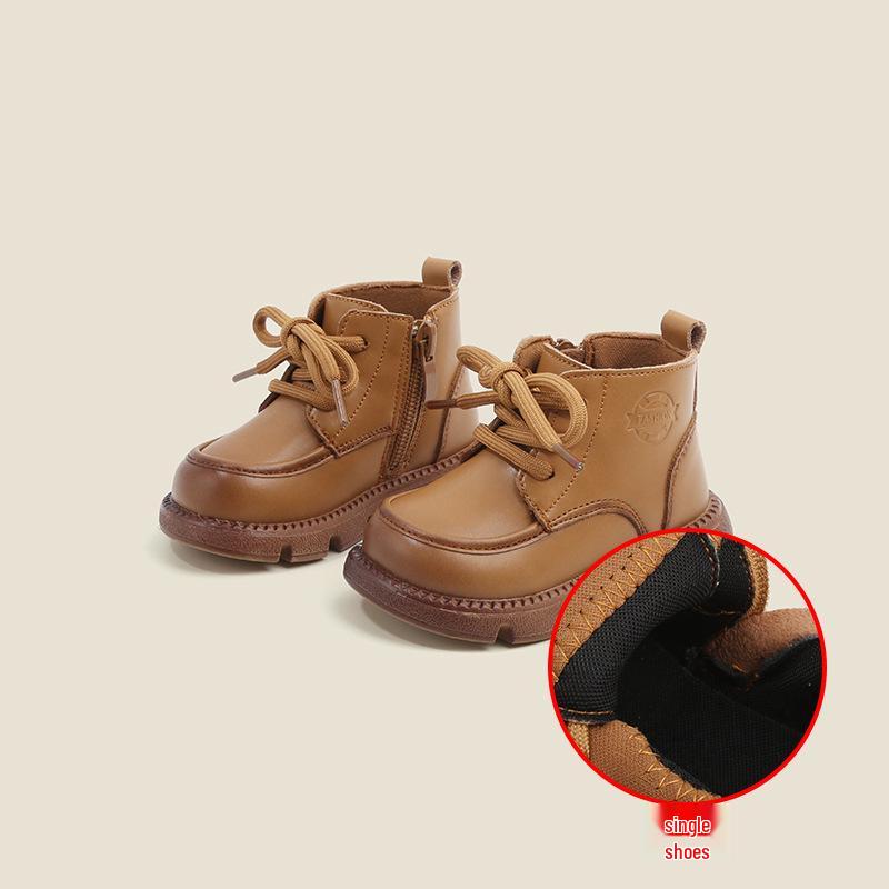 Fluffy Toddler Martin Boots - Yellow Cotton Leather Shoes for Baby Boys and Girls (Autumn/Winter)