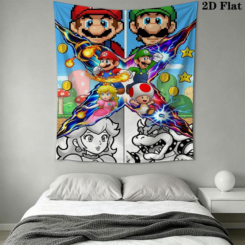 Run Mario Block Wall Hanging Printed Fabric Blanket Decorative Tapestries for Bedroom Living Room Home Decor
