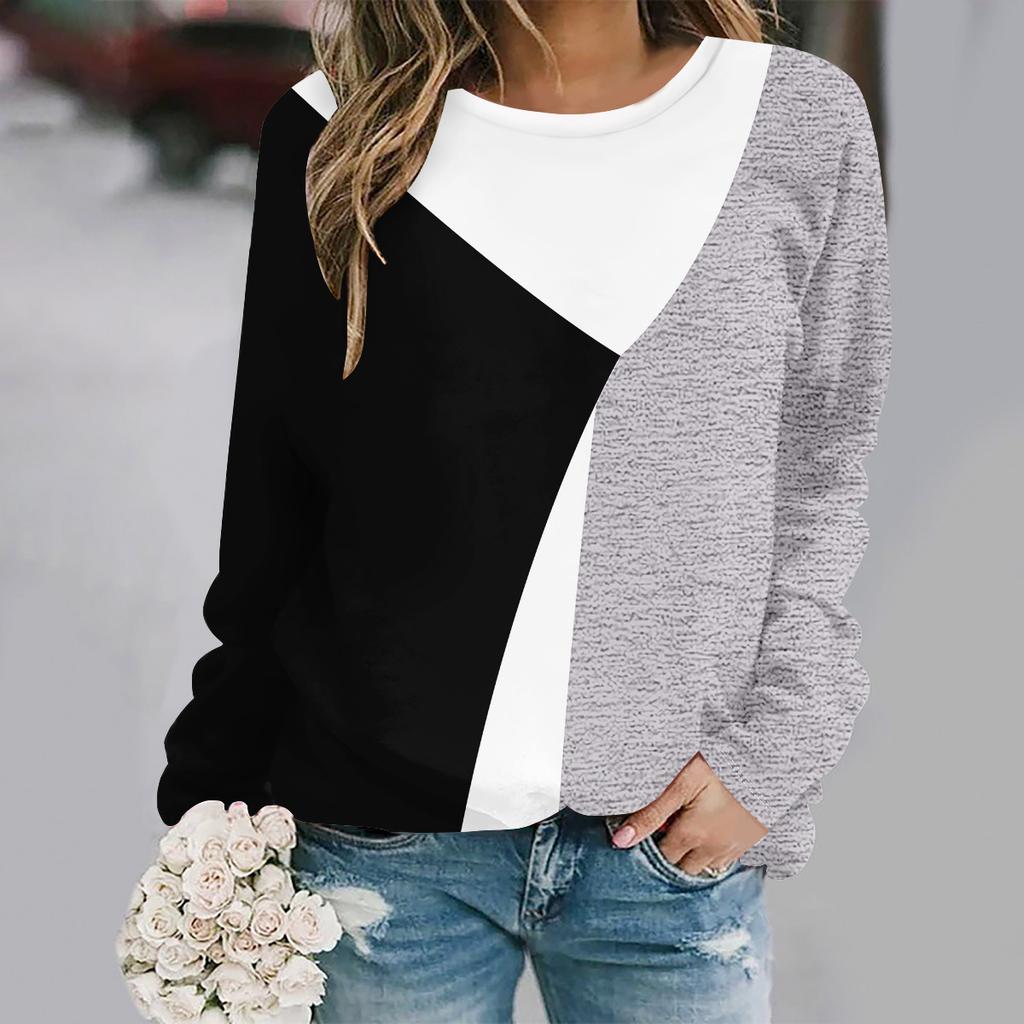 2025 Otoño e invierno nueva moda cuello redondo manga larga estampado elegante casual sudadera holgada