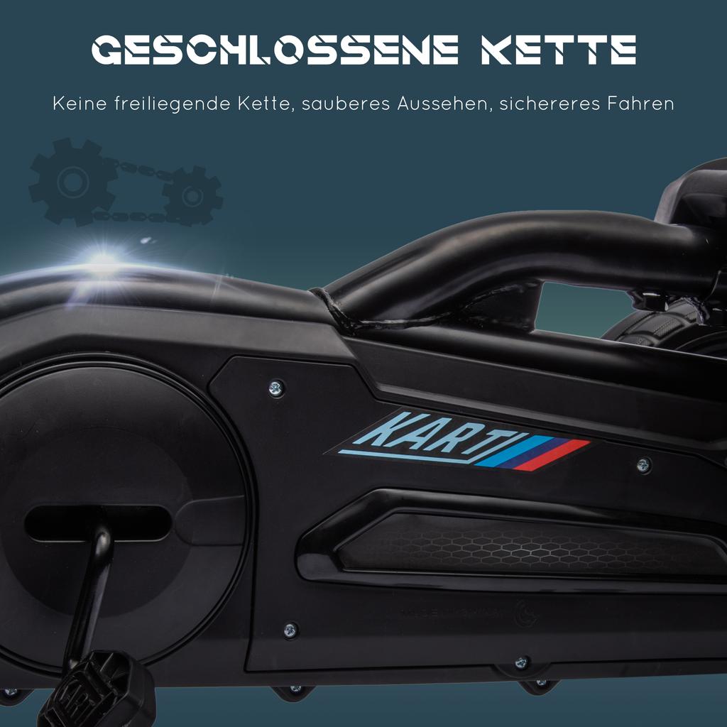 Go-Kart a Pedali per Bambini, con Sedile Regolabile, Ruote in EVA, Sedile, Freno a Mano - Nero