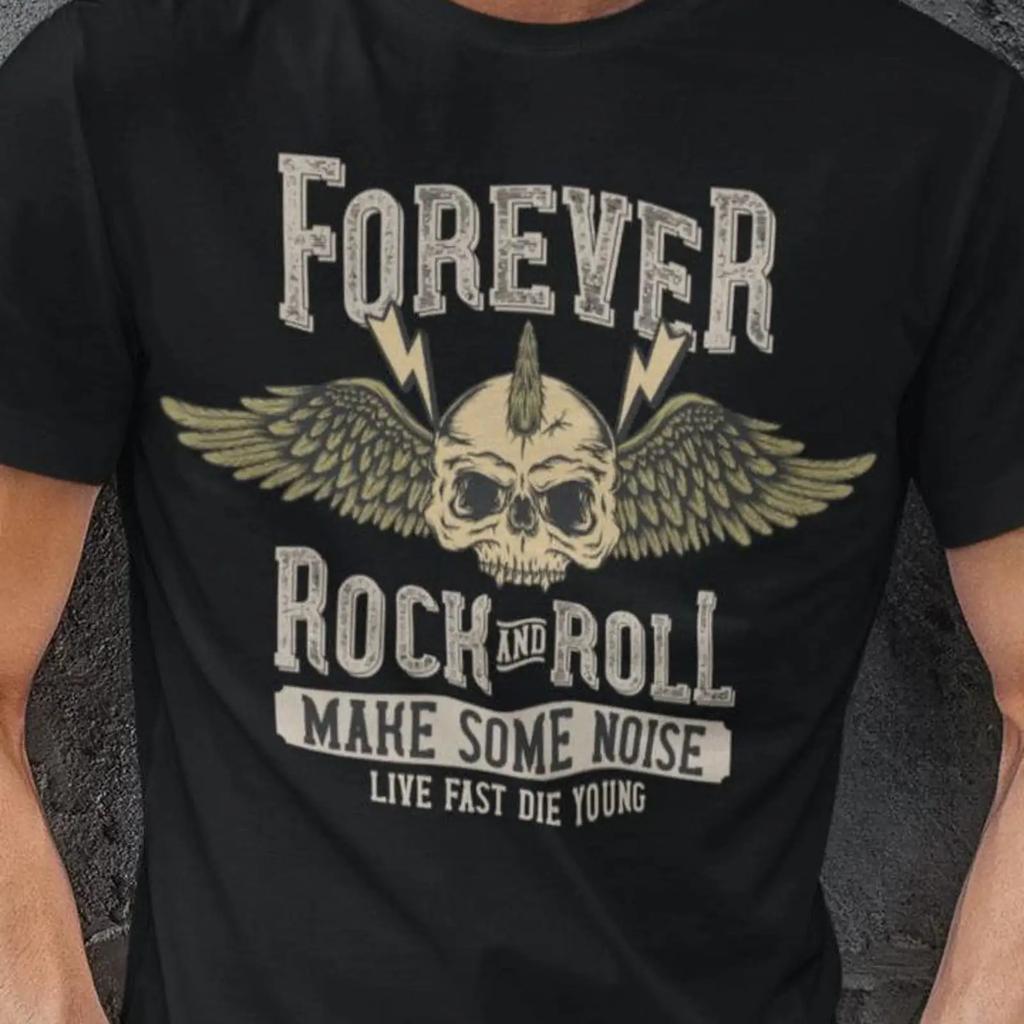 Rock Skull T Shirt Vintage Winged Biker Style Gothic Music Lover Edgy Rocker Vintage Casual Stretched