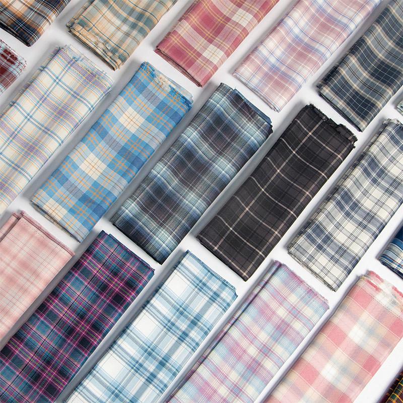 Japanese Plaid Pleated Skirt Fabric - Yarn-Dyed Polyester for DIY Scrunchies & Crafts