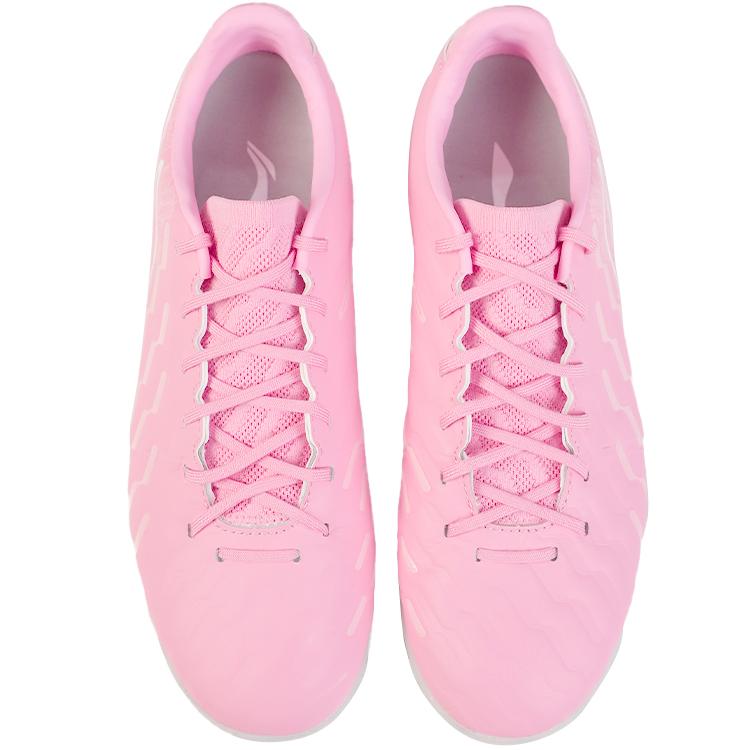 New LiNing TF Rubber Broken Studs Artificial Ground Wear-Resistant Slip-Resistant Soccer Shoes Men's Pink White YSTU043-2