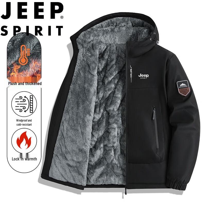 JEEP SPIRIT Men's Fleece-Lined Hooded Winter Padded Jacket
