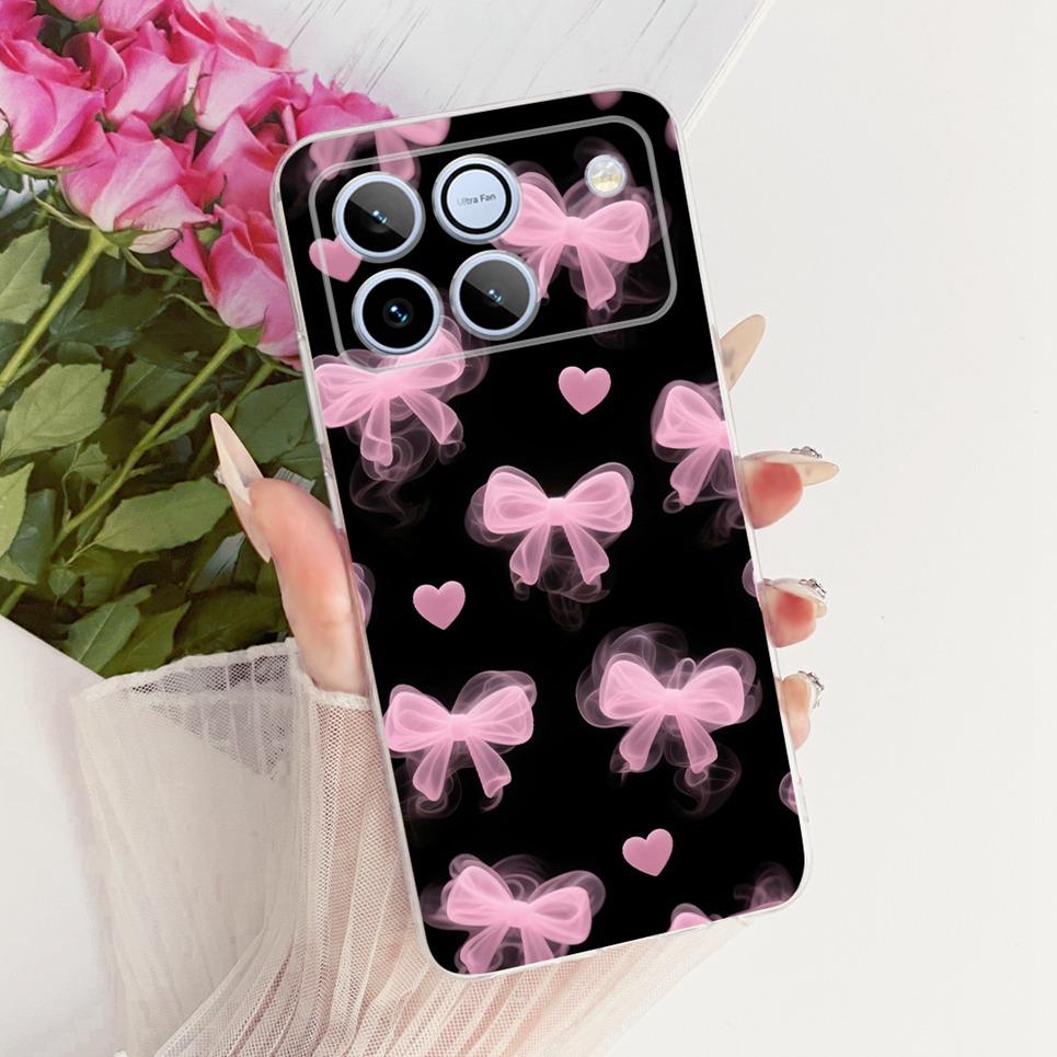 Bow Love Heart Pattern Cute Cat Phone Case For Honor Win 5G Casing Soft TPU Silicone Shockproof Back Cover Transparent Capa