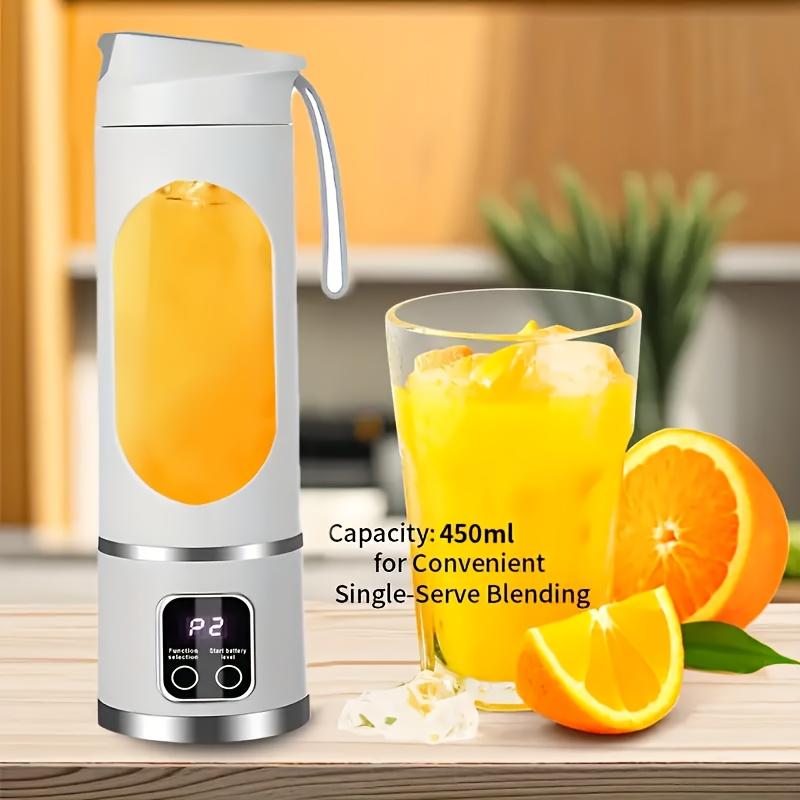 Tragbarer Entsafter mit USB-Aufladung – Mini-Mixer mit 10 Klingen, Digitalanzeige, drei Modi, leicht zu reinigen, ideal für Smoothies und frischen Saft