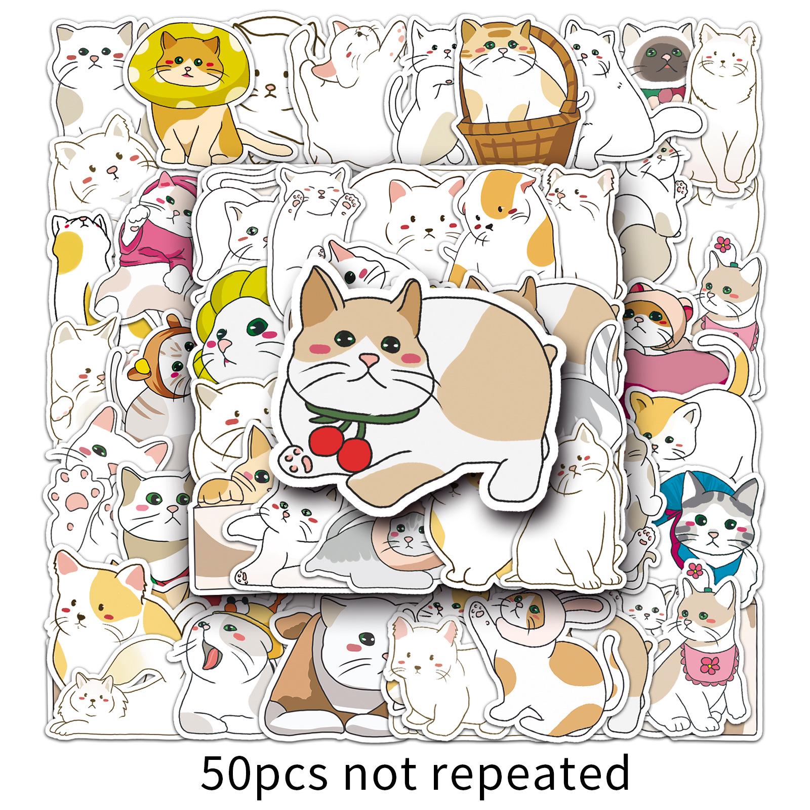 50 Cute Kitten Doodle Stickers: Original Guka Cartoon for Journals, DIY Projects, Water Bottles, Suitcases - Waterproof, 50 Sheets
