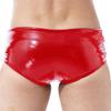 Mens Patent Leather Swim Trunks Wet Look Design Low Rise Boxer Shorts Drawstring Waist Party Clubwear