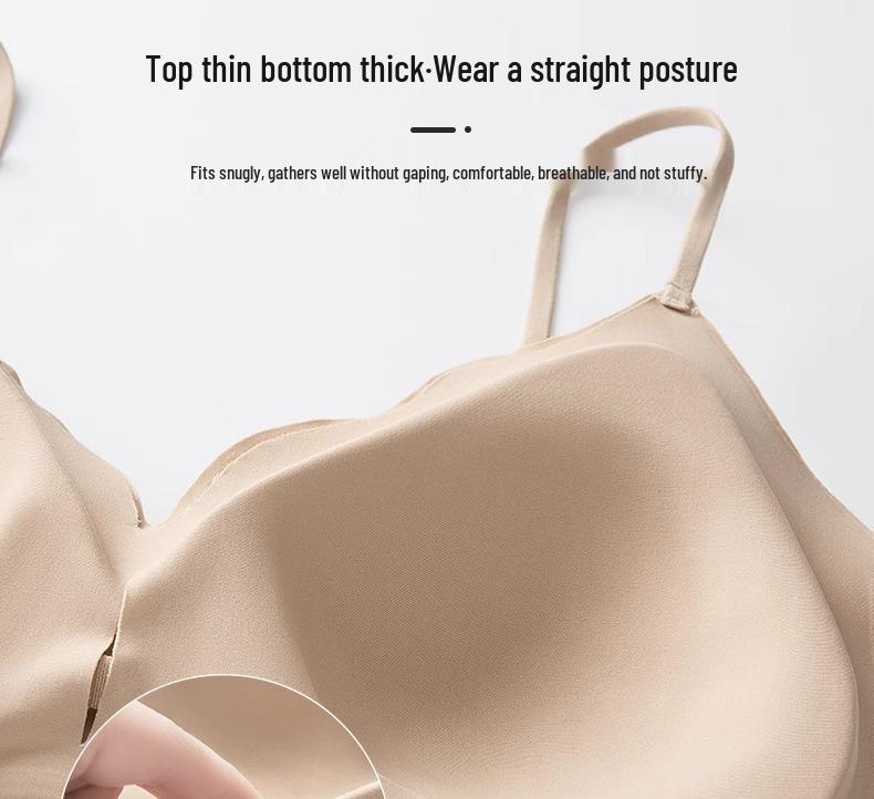Unsichtbarer Nahtloser Raffinierter BH: Dünne Träger, Hautfarbe, Sommerleicht, Minimierender Effekt für große Oberweiten