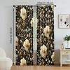 2 pcs, versatile polyester transparent curtains for home decoration Brown Boho Floral (2) for use in bedrooms and living rooms