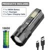 Super Bright LED Flashlight 500M Long Shot Type-C Rechargeable Torch Portable Spotlight 18650 Battery Lamp Power Bank Lantern
