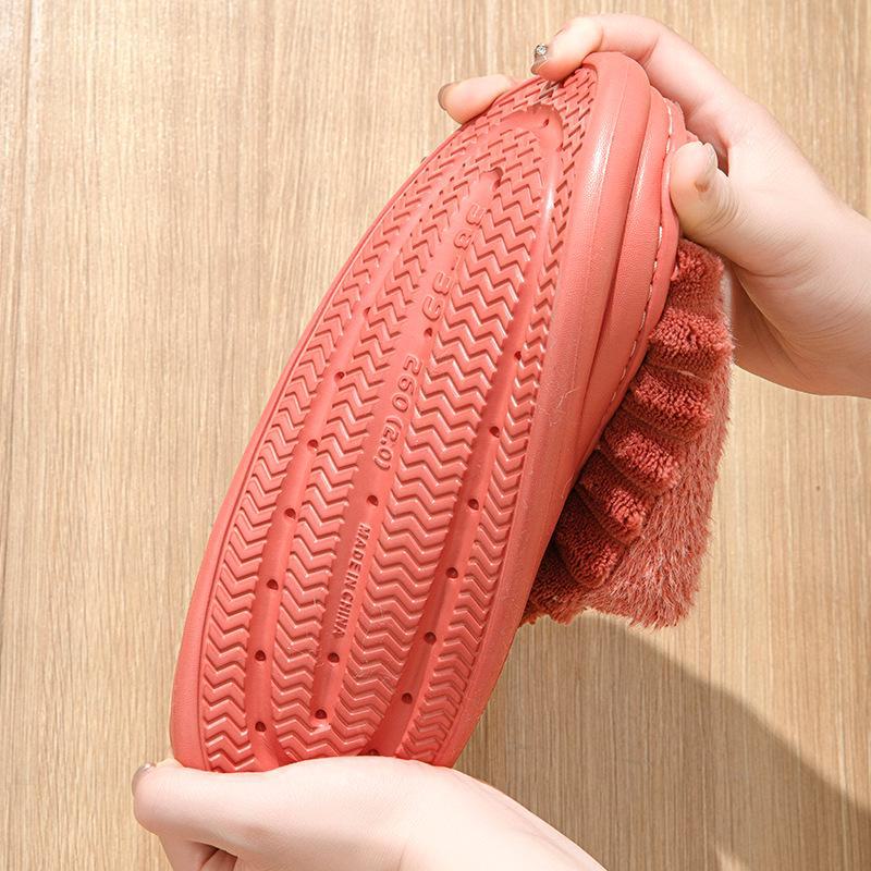 Women's Winter EVA Cotton Slippers: Soft-soled, Plush, Non-slip, Deodorant, Thick-soled, Velvet Warmth for Couples