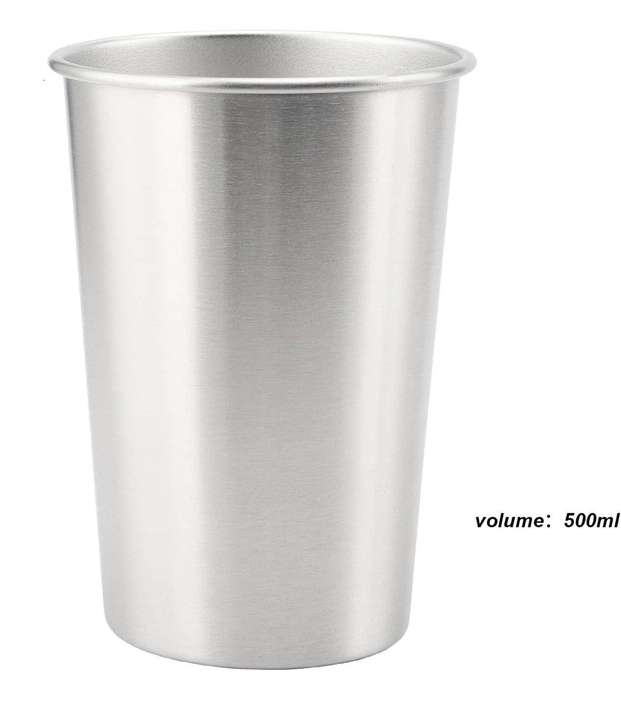 

500ML Premium Stainless Steel Cup Healthy Unbreakable Pint Cup Stackable Metal Drinking Glasses Travel Outdoor Camping Cup YY113 500ML срібний