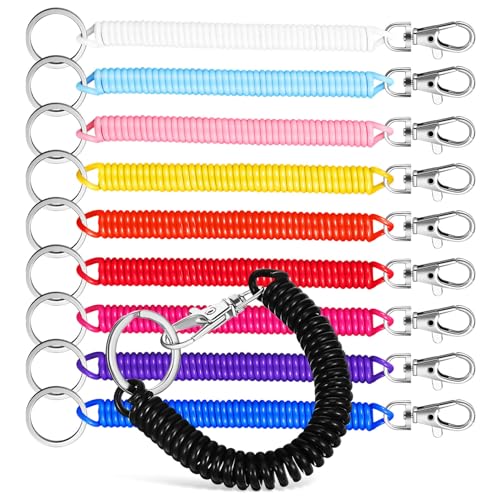 10 Piece Spiral Elastic Plastic Spring Ring Keychain Lanyard Portable Key Wallet Mobile Phone Pendant