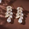 2 Stück Damenmode Bronze Zirkon Exquisite Blatt Wassertropfen Quastenohrringe Zirkon Geeignet für Date, Party, Festival Geschenke
