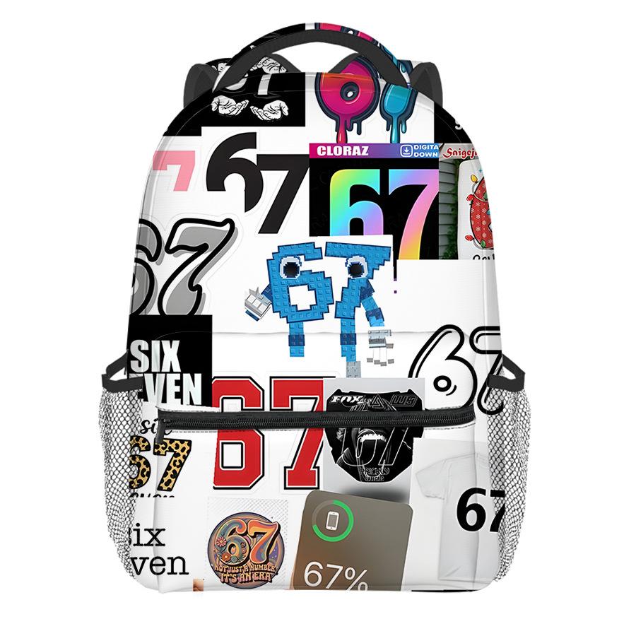 Hip Hop Kpop Νεανικές Σχολικές Τσάντες Unisex 67 έξι επτά Τσάντες Ταξιδιού 3D Εκτύπωση Oxford Αδιάβροχες Σακίδια Πλάτης για Σημειωματάρια