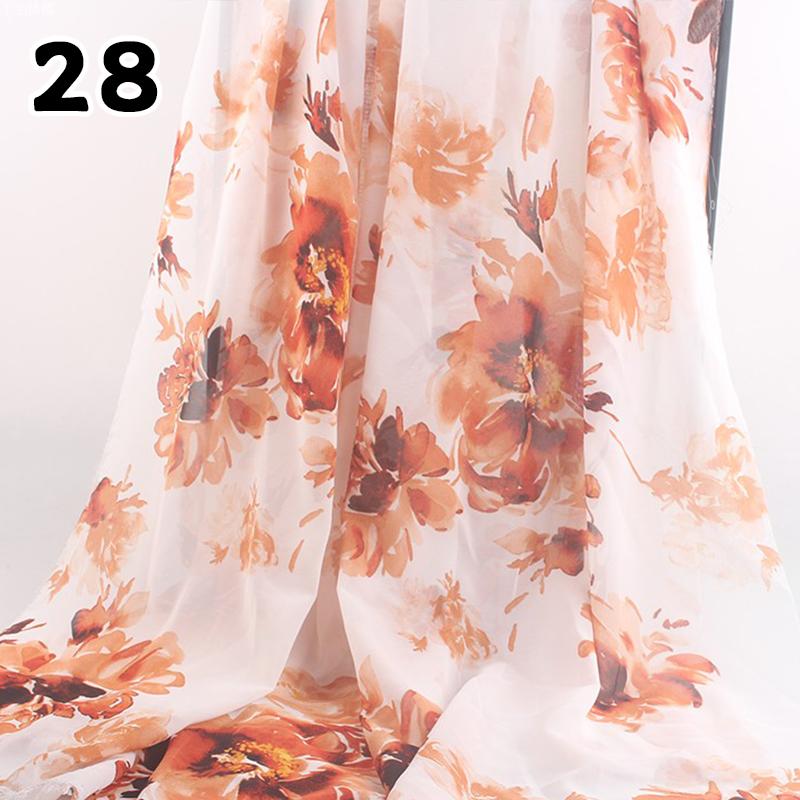1M 75D Retro Flower Chiffon Fabric Breathable Thin And Light Draped Fairy Designer Fabric For Diy Sewing Summer Dress Shirts