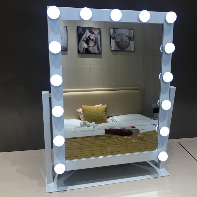 Large LED Lighted Makeup Vanity Mirror Square Portable Beauty Mirror